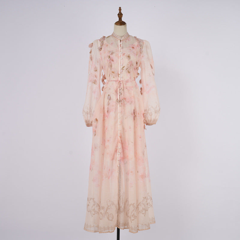 Positioning Handmade Hanging Flower Long Dress Dresses