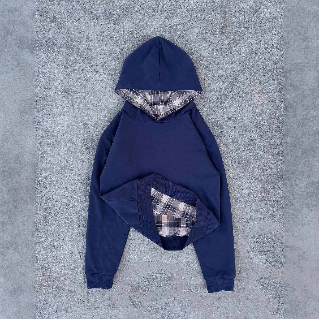 High Street Double-sided Retro Plaid Casual Hooded Long Sweaters