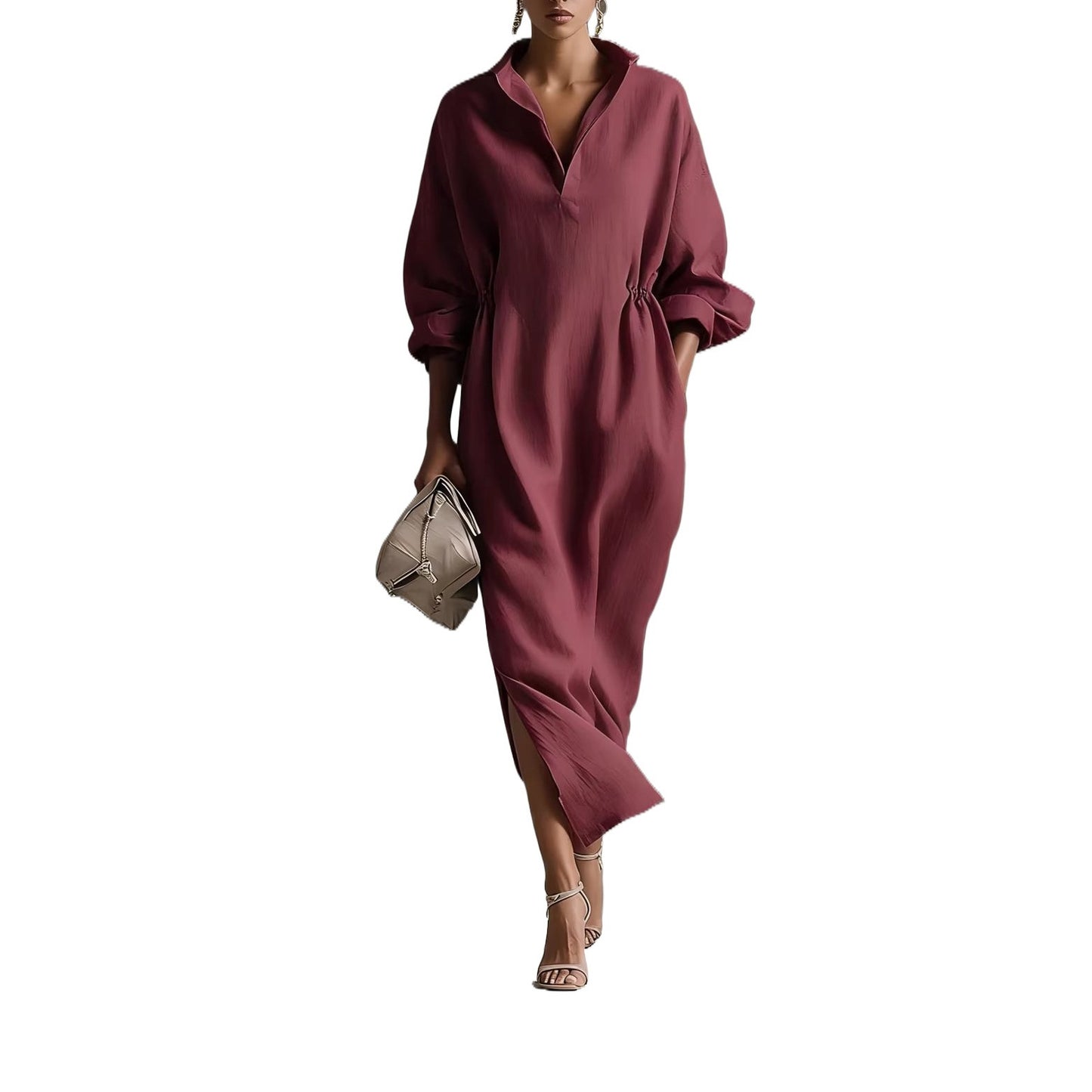 Women's Sleeve Lapel Casual Fashion French Style Elegant Dress