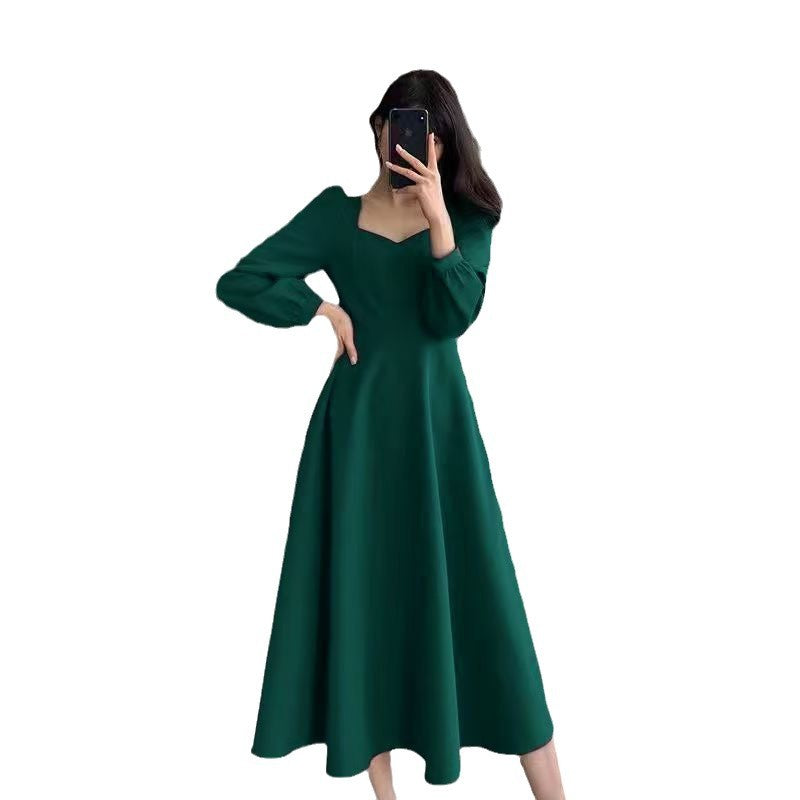 Women's Style Little Black Retro Long Below The Knee Dress