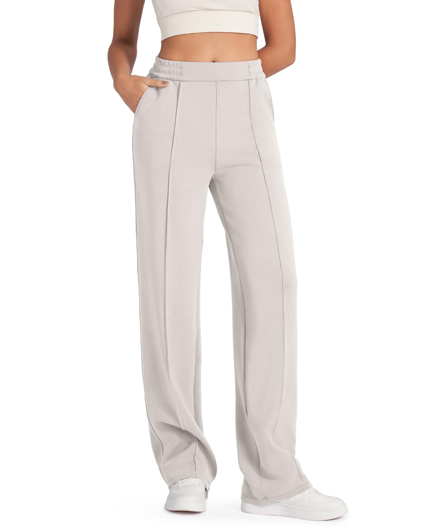 Women's Elastic High Waist Black Straight With Pants
