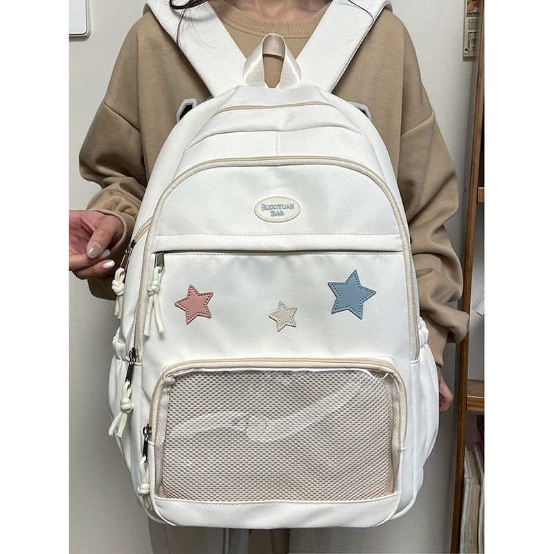 Cute Sister Transparent Large Capacity College Middle School Students' Schoolbags