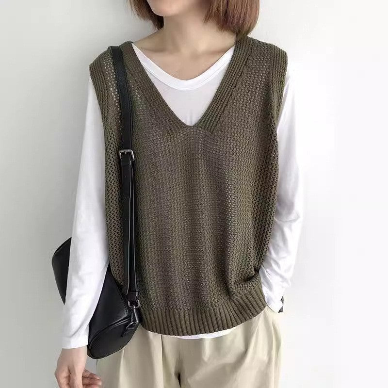 Women's Casual Outerwear Sleeveless Bandage Dress Loose Thin Vests