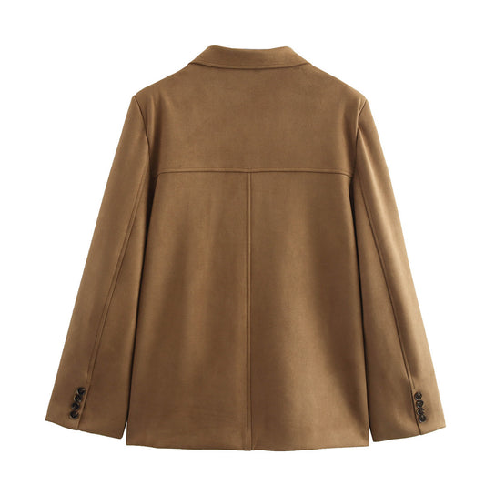Women's New Autumn Fashion Suede Single-breasted Blazers