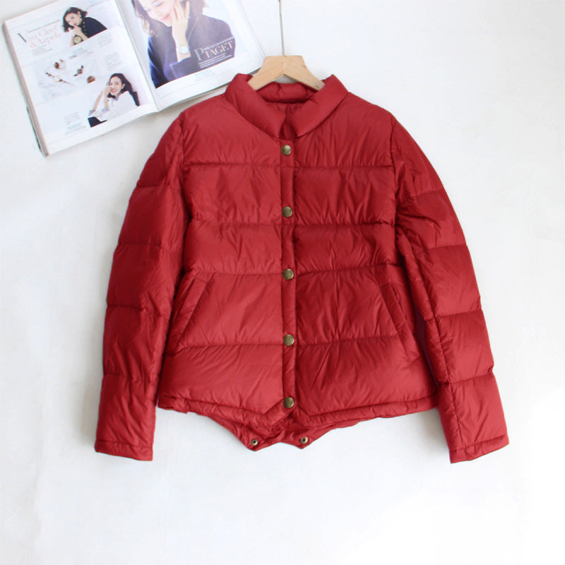 Women's Dovetail Lightweight Down Stand Collar Loose White Jackets
