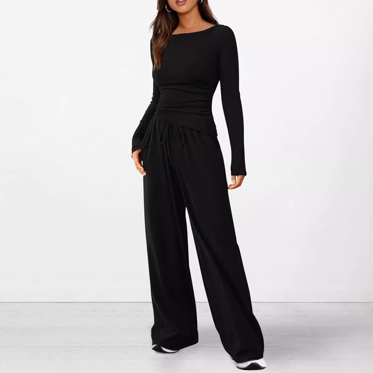 Autumn Asymmetric T-shirt Wide Leg Wear Fashion Casual Suit