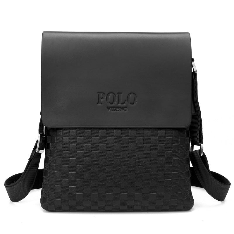 Men's Leather Shop Pressure Vertical Leisure Plaid Men's Shoulder Bags