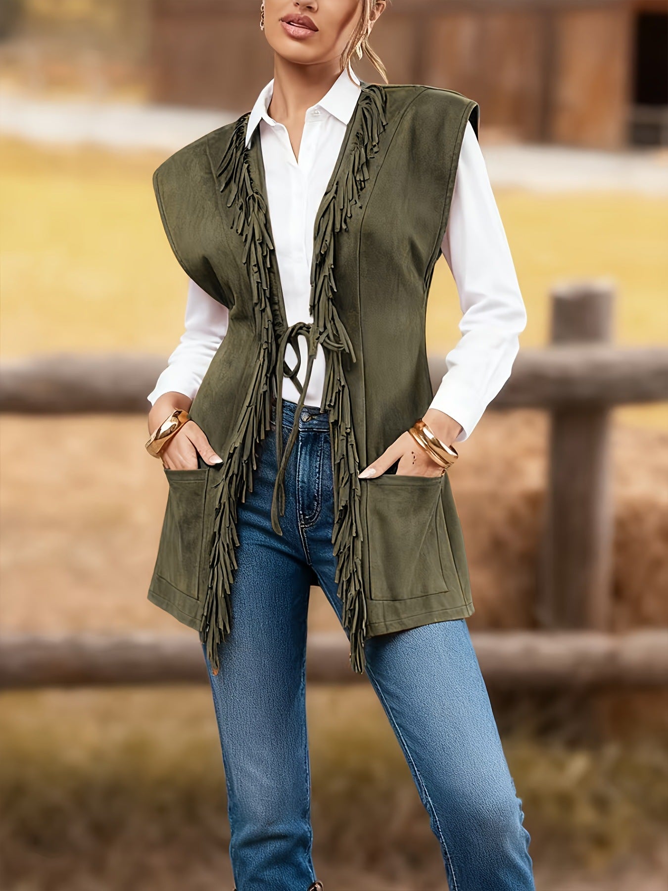 Women's Western Denim Fashion Tassel Loose Casual Retro Cardigans