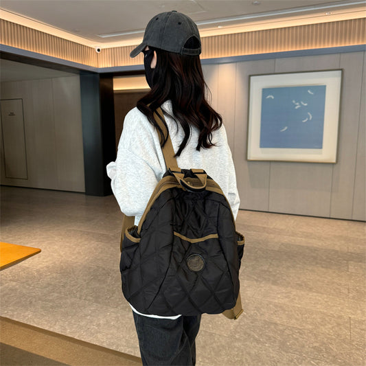 Simple Trendy Plaid Cotton Jacket Versatile Backpacks