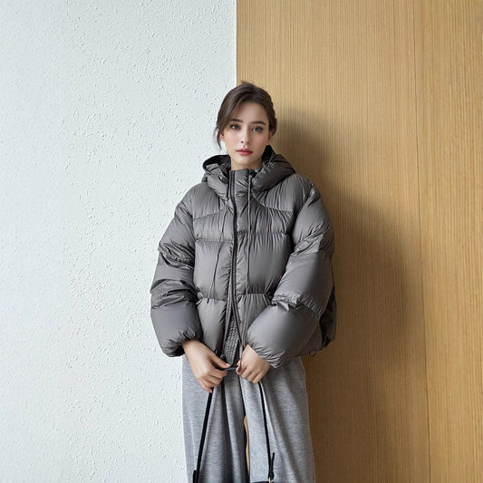 Women's Puff Fluffy Hooded Down Thickened White Duck Kendall Jackets