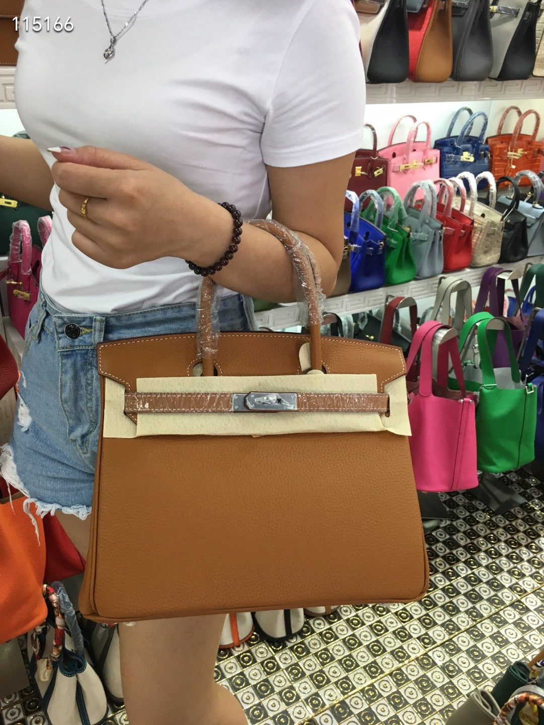 Women's Layer Cowhide Lychee Pattern Leather Kelly Large Handbags