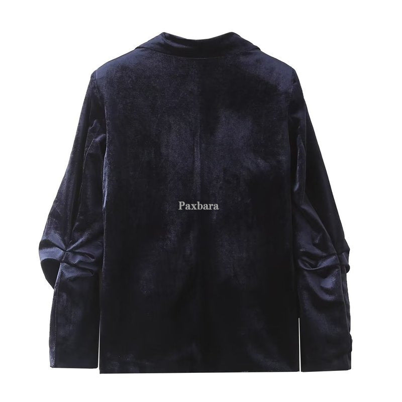 Women's Elegant Veet Pleated Long Sleeve Figure Blazers