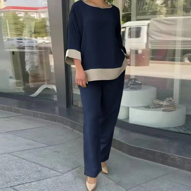 Women's Loose Casual Crew Neck Shirt Pants