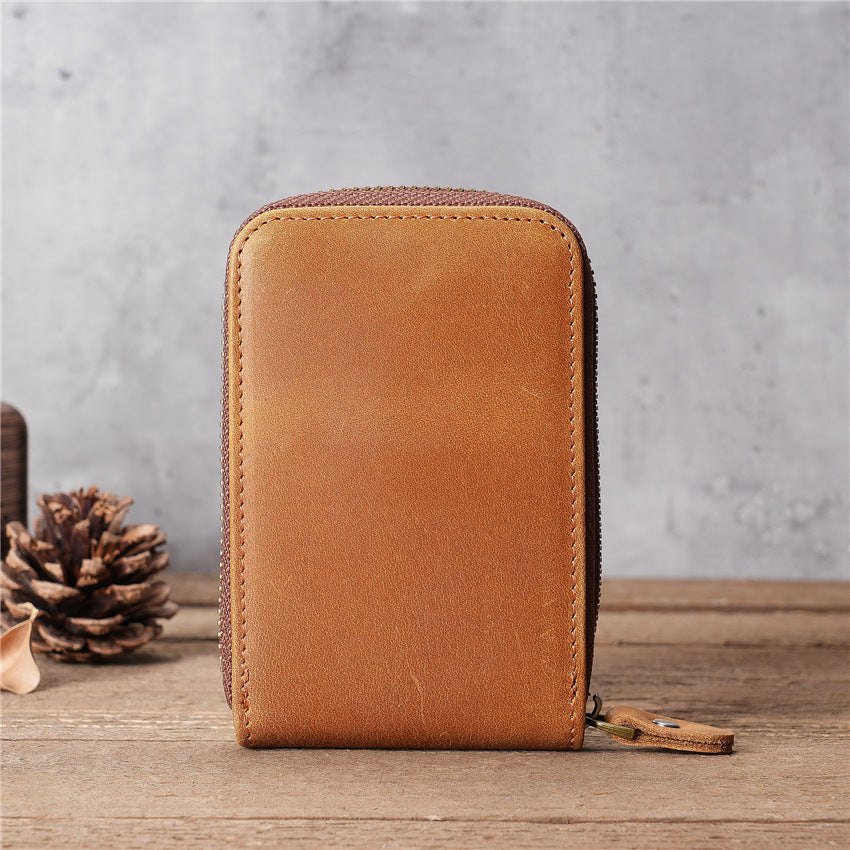 Men's Leather License Expanding First Layer Cowhide Card Holder