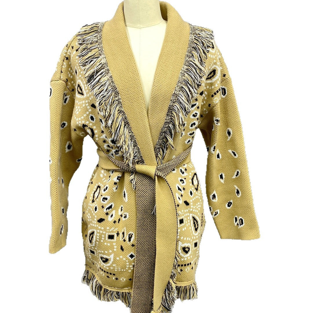Cross Mirror Paisley Bohemian Style Mid-length Coats