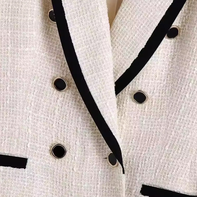 Women's Western Style Fashion White Color Contrast Blazers