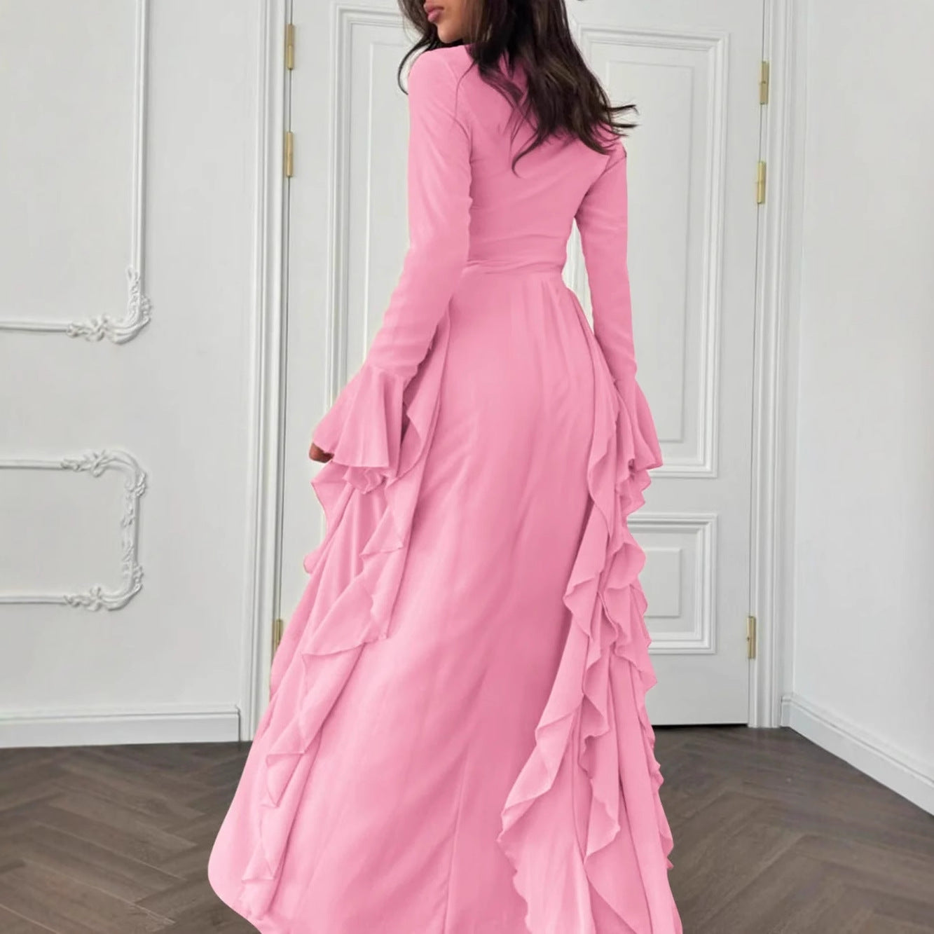 Women's Elegant Casual High Waist Pure Color Bell Dresses