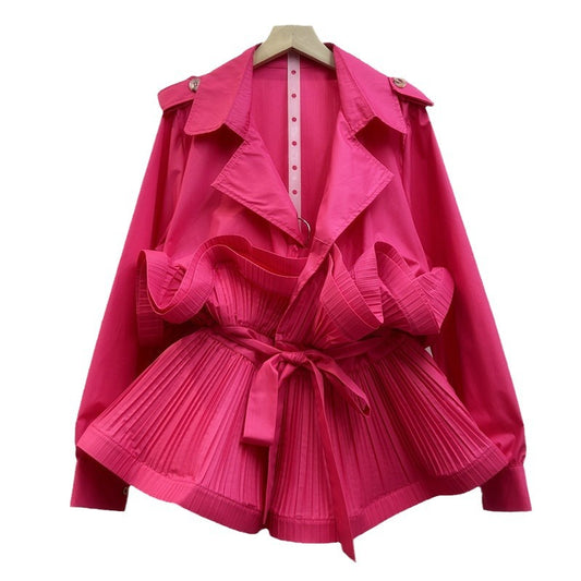 Women's Lapel Long Sleeve Irregular Ruffled Sense Blouses