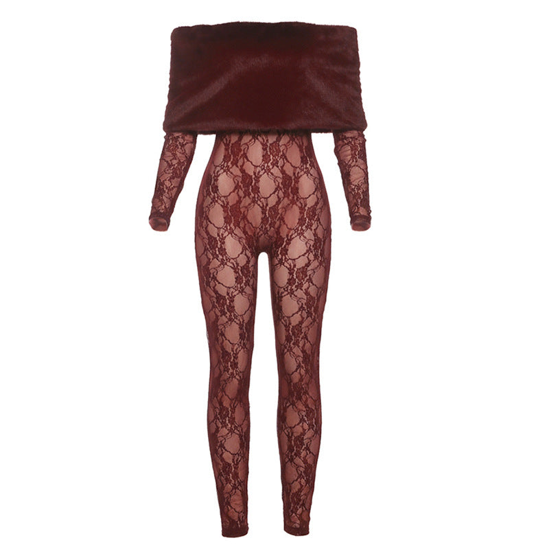 Women's Sexy Temperament Woolen Stitching For Jumpsuits