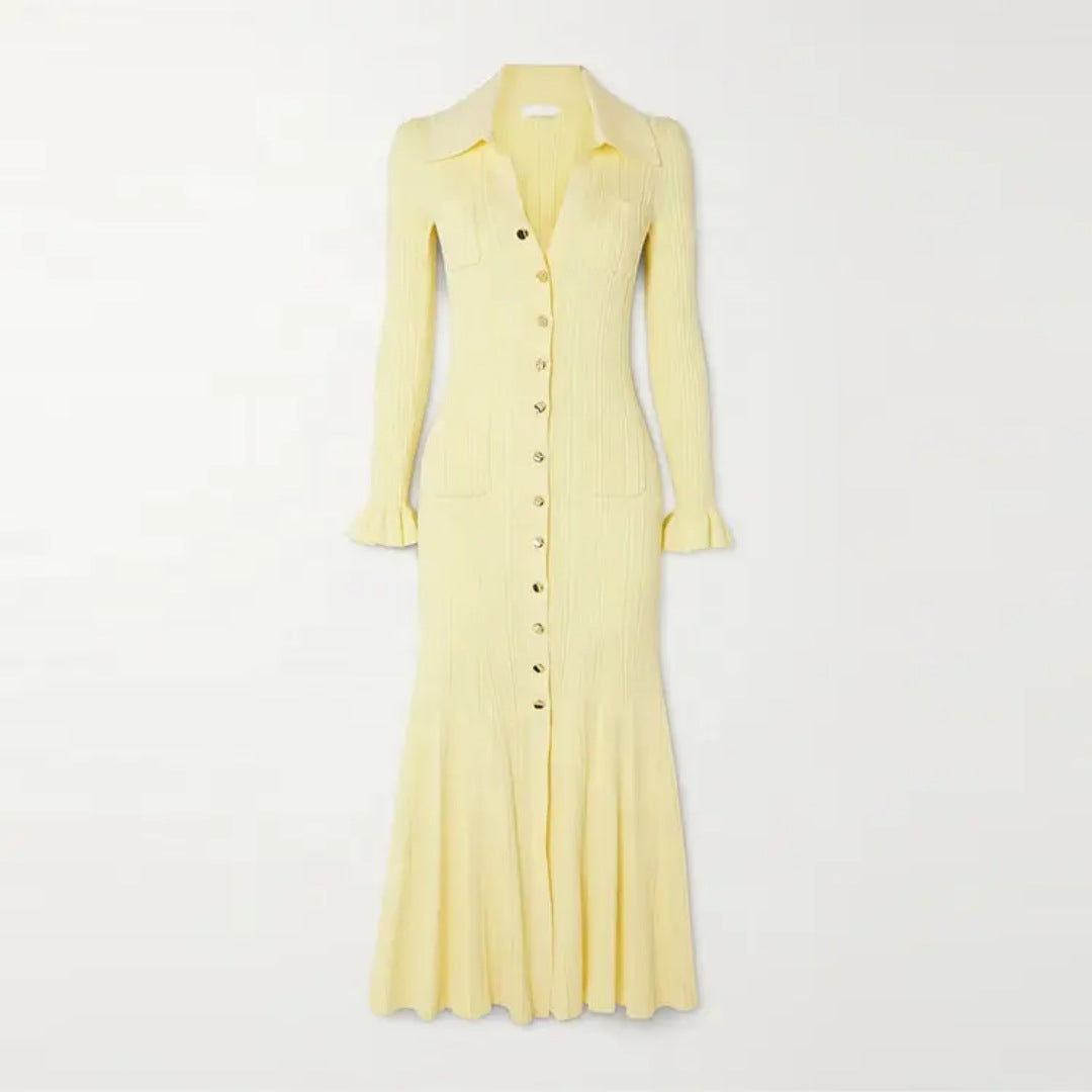 Large Swing Dress Lapel Knitted French Dresses