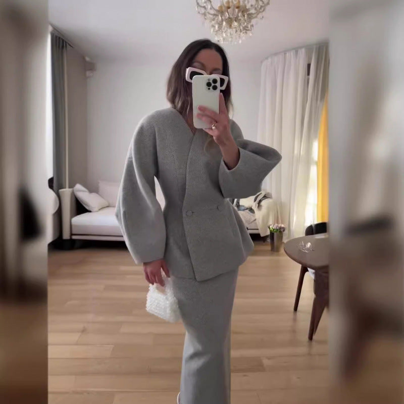 Summer Fashion Solid Color Bandage Dress Slim Suits
