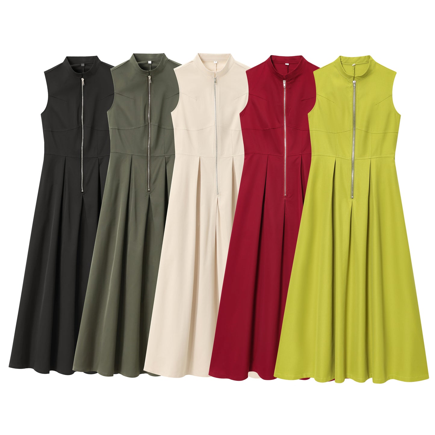 Women's Round Neck Sleeveless Waist Commuting Elegant Dresses