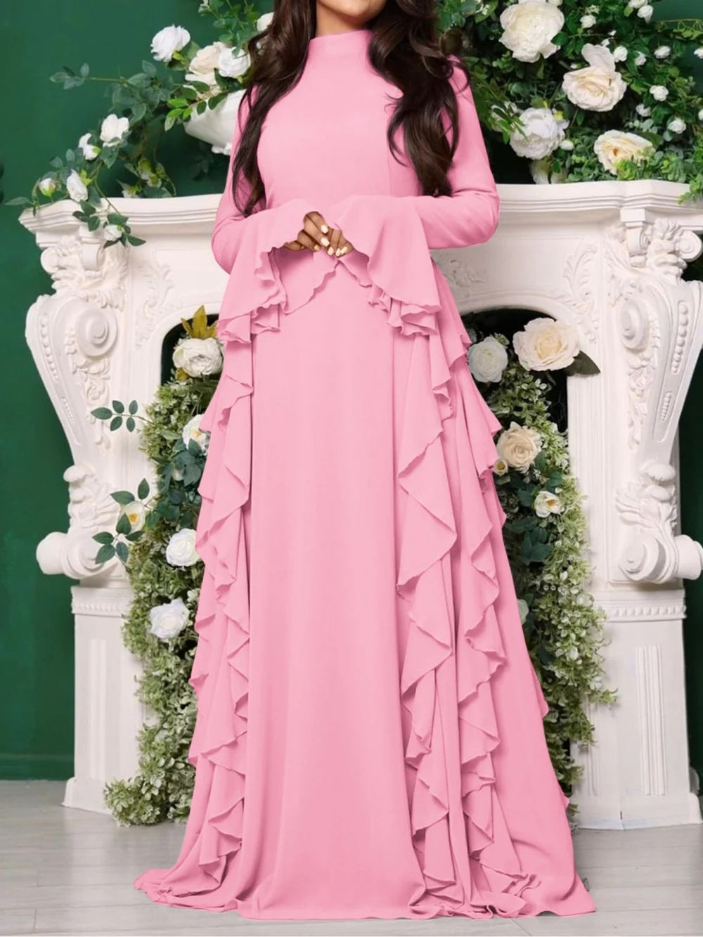 Women's Elegant Casual High Waist Pure Color Bell Dresses