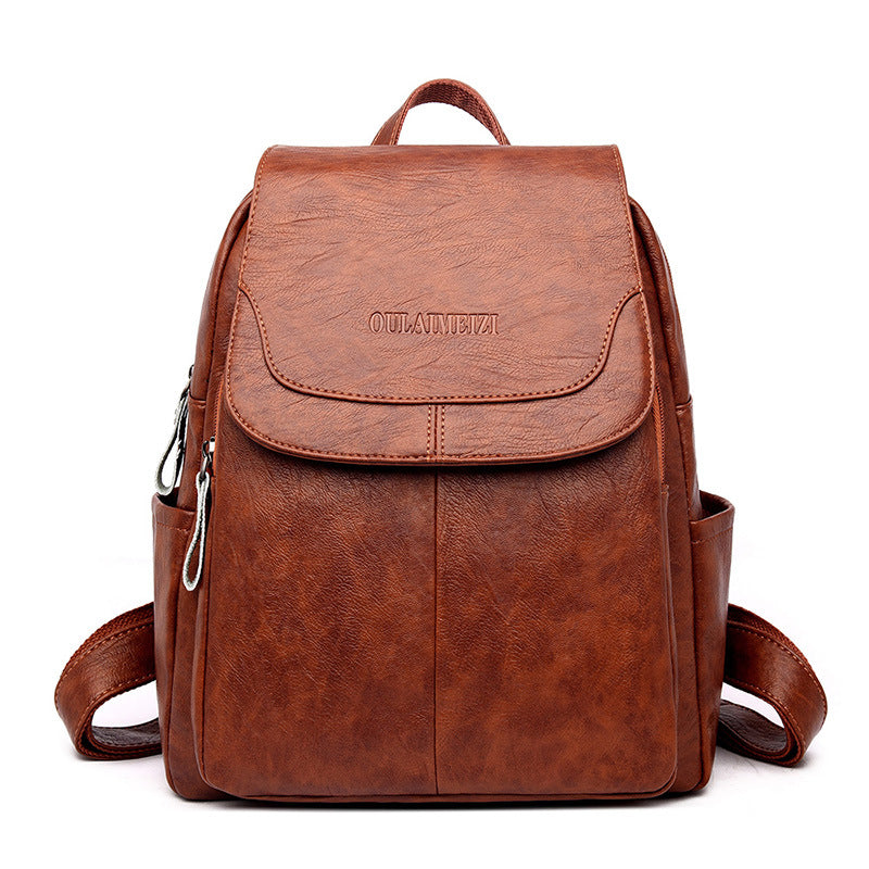 Women's Korean Soft Leather Sheepskin Pattern Fashion Backpacks
