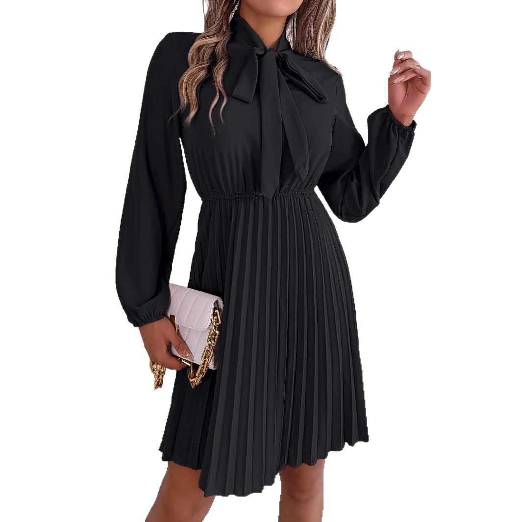Women's Style Elegant Tied Long Sleeves Pleated Skirts