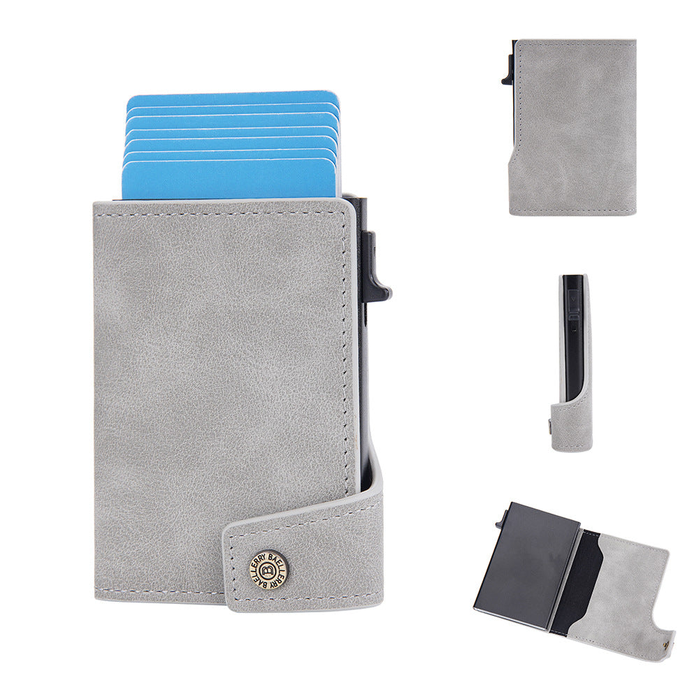Men's Side Push Vintage Metal Aluminum Box Card Holder