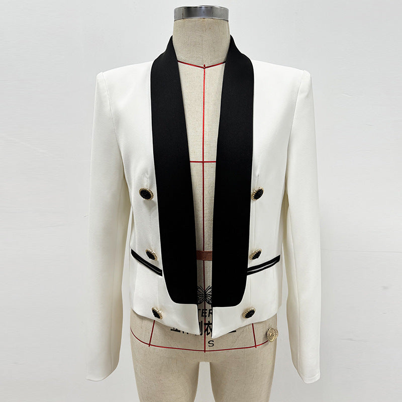 Innovative Fashion Contrast Color Green Collar Coats