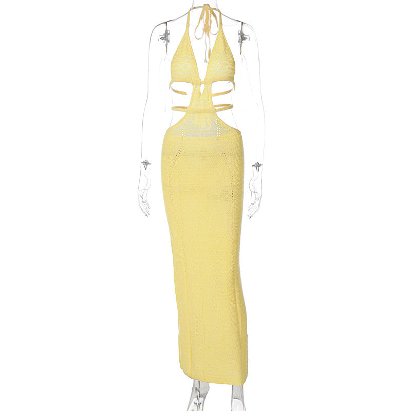 Women's Street Style Pure Desire Halter Wrapped Chest Hollow Dresses