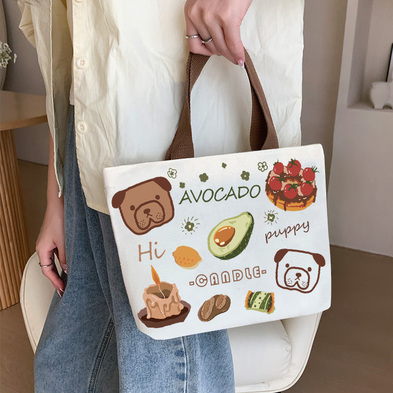Women's Cute Cartoon Canvas Tutorial Lunch Size Handbags