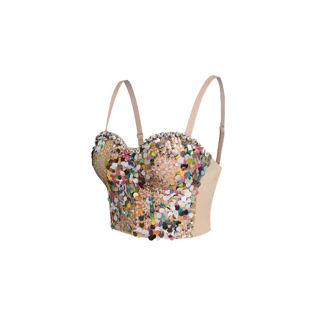 Women's Outer Wear Hot Chain Sequins Tube Sexy Tops