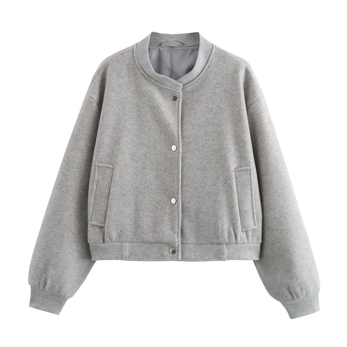 Women's Street Fashion Soft Woolen Carbon Black Coats