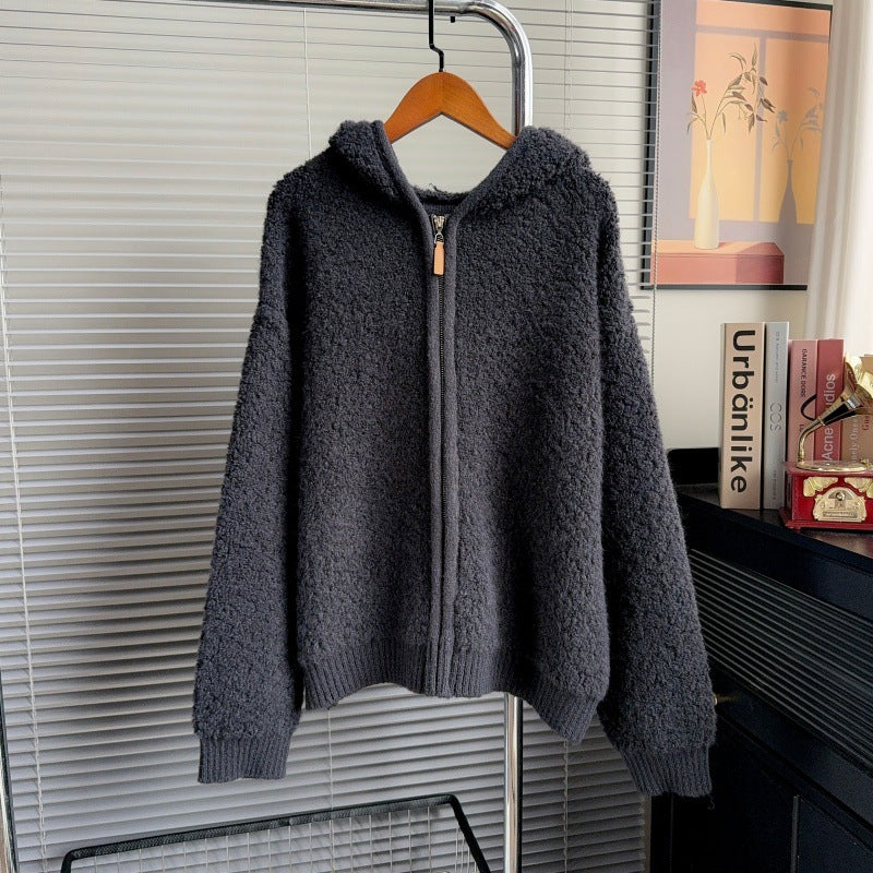 Women's Milk High-grade Loose Hooded Knit Knitwear