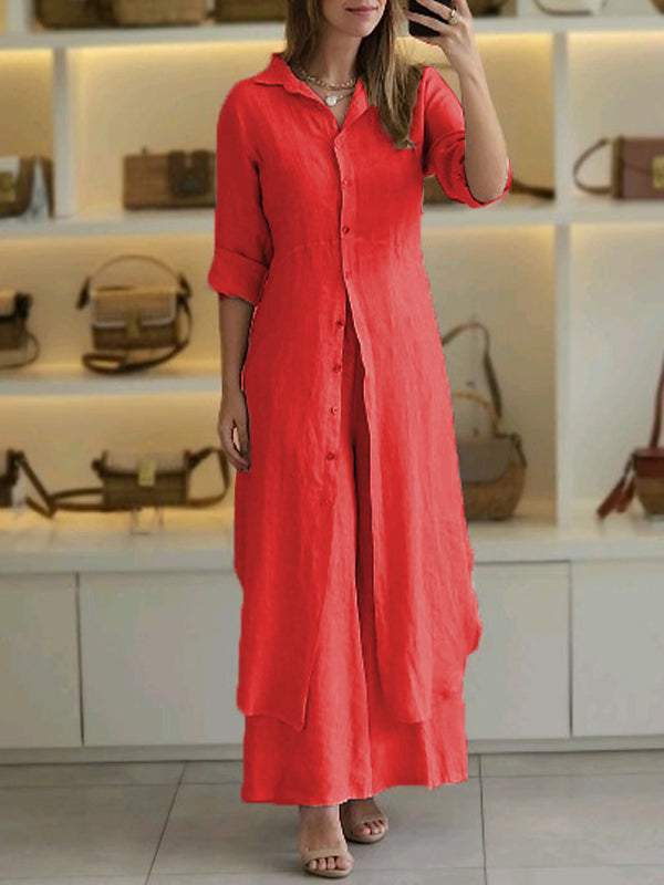 Women's Urban Elegant Cotton Linen Waisted Long-sleeved Suits
