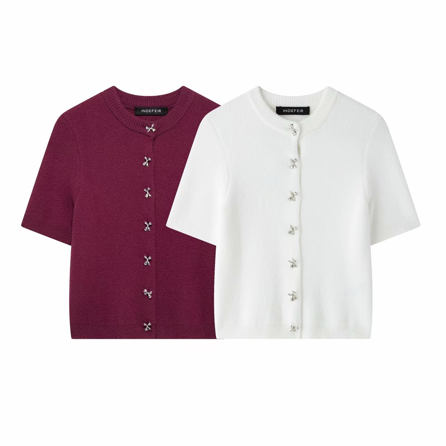 Women's Homemade Classic Bow Decorated Row Button Knitwear