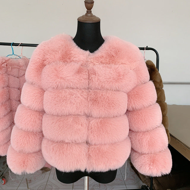 Women's Fur Warm Leisure Stitching Faux Fox Coats