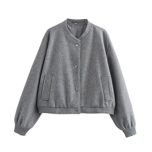 Women's Street Fashion Soft Woolen Carbon Black Coats