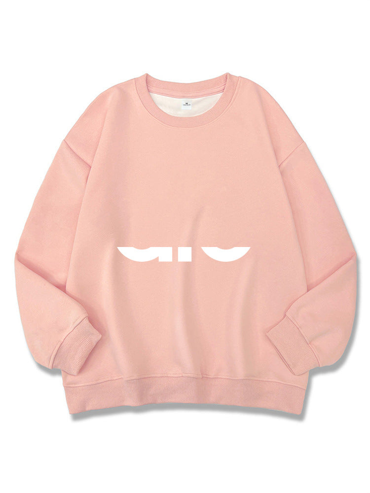 Women's Long Sleeve Composite Interloop Fashion Casual Loose Round Women's Sweater, Sweater