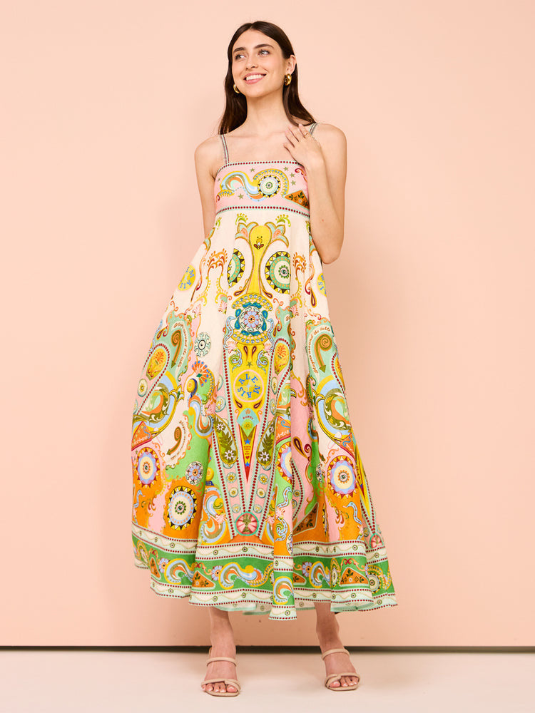 Women's Summer Beach Style Positioning Printing Large Swing Dress