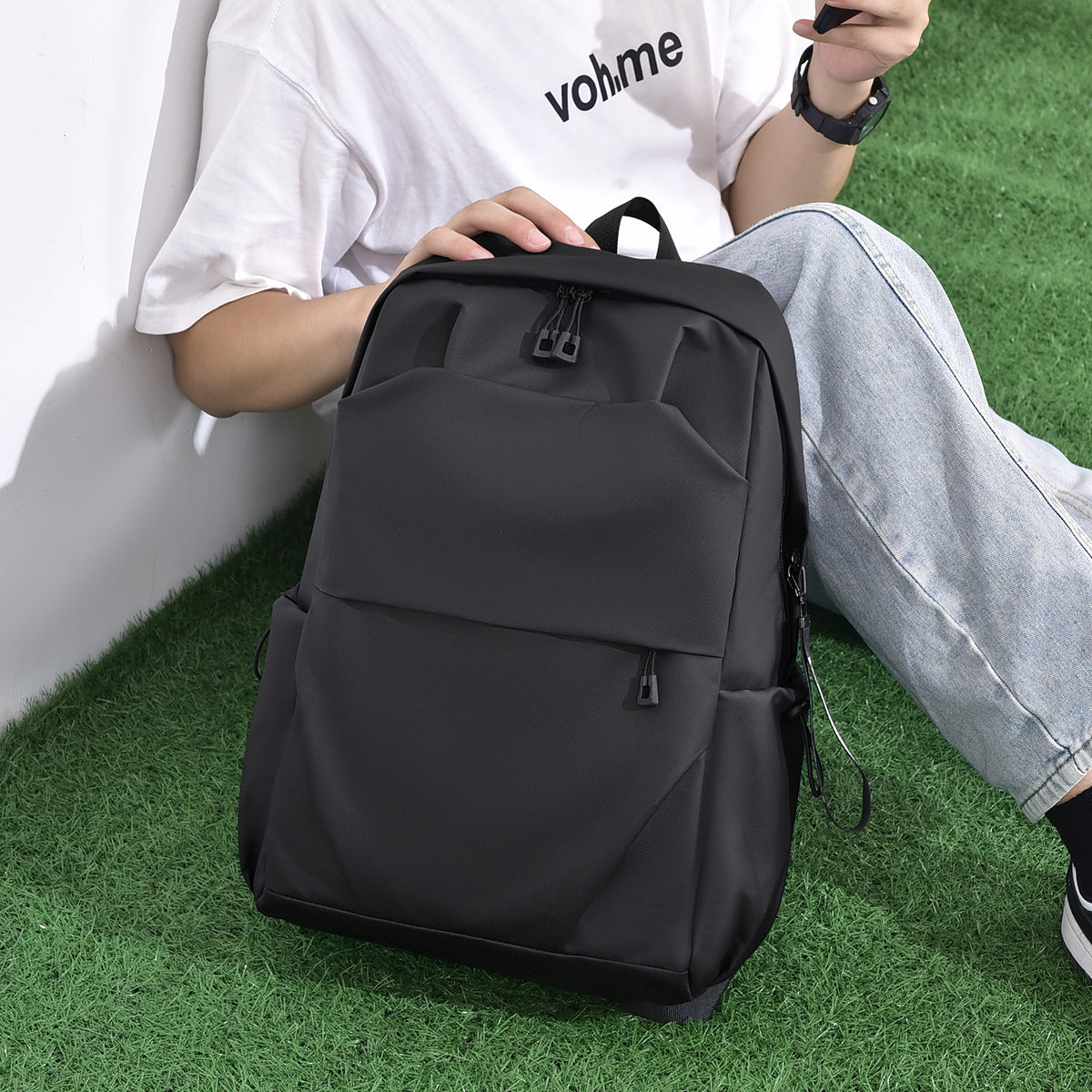 Men's Large Capacity Solid Color Simple Computer Backpacks