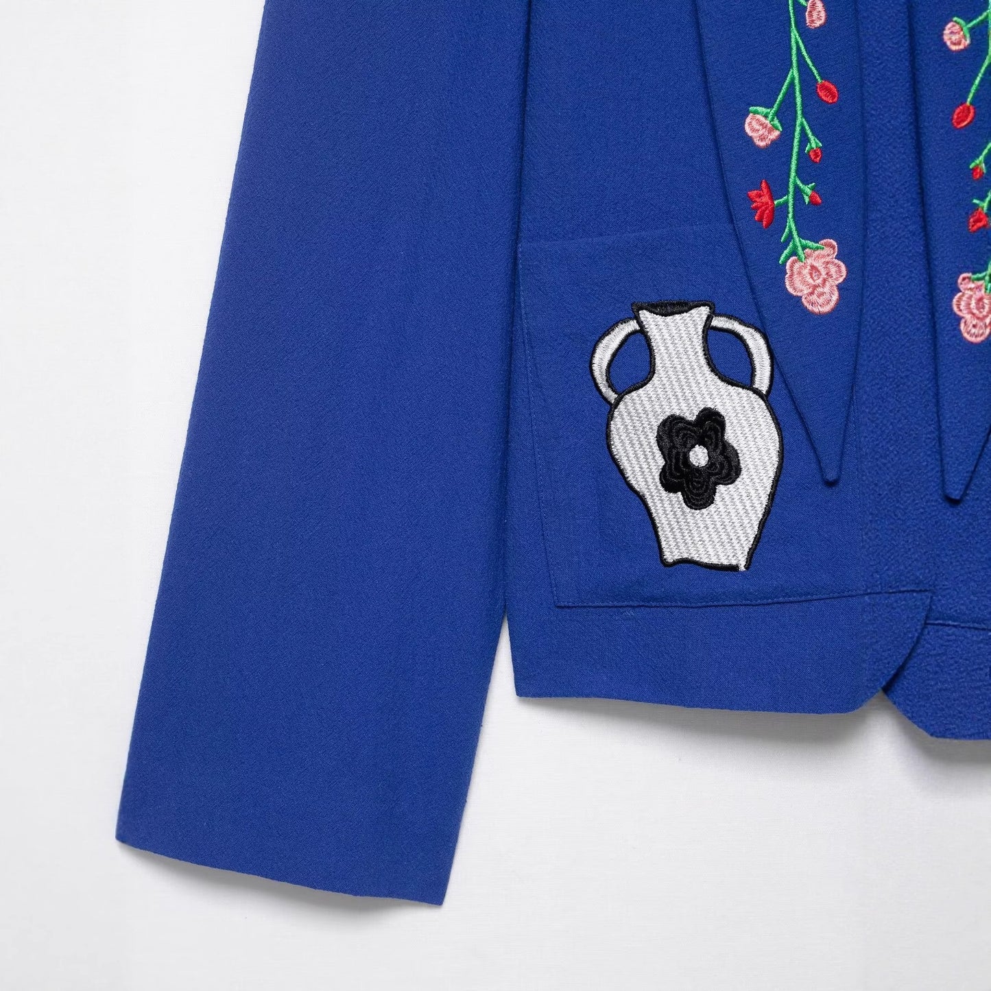 Women's Fashion Casual Polo Collar Embroidered Knitted Coats