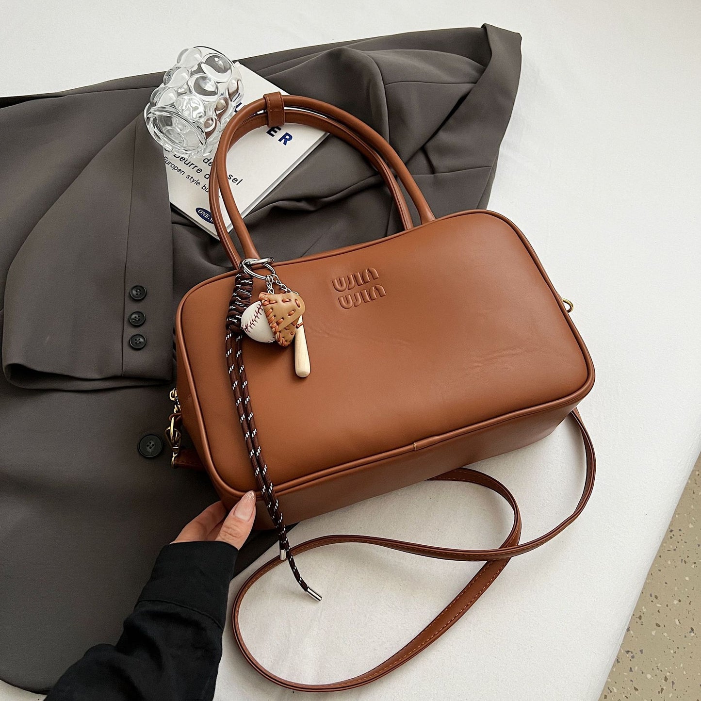 Portable Bowling Female Boston Large Capacity Handbags