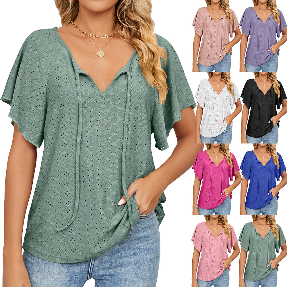 Unique Women's Solid Color Sleeve Loose Tops
