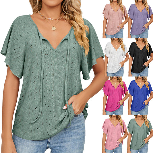 Unique Women's Solid Color Sleeve Loose Tops