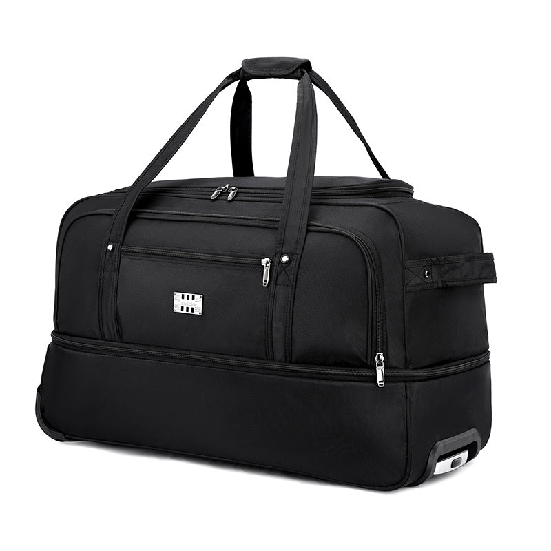 Capacity Oxford Cloth Foldable Tug Heightened Three Wheels Travel Bags