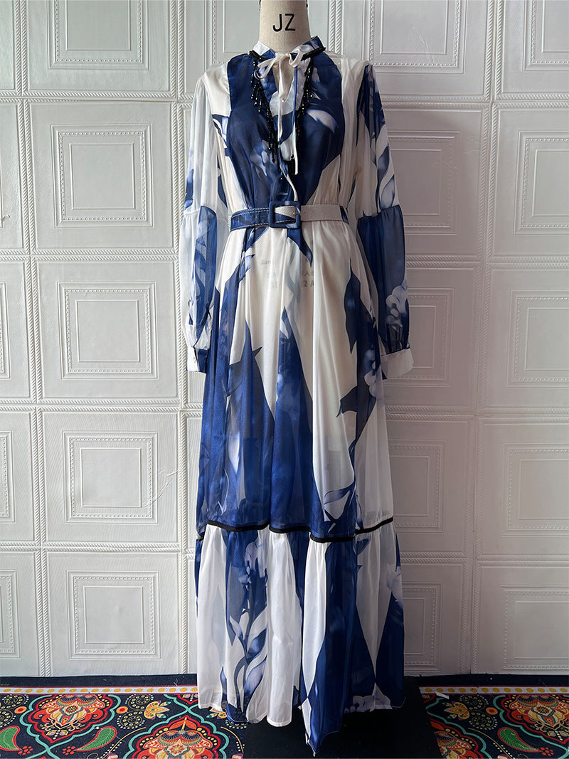 Women's Summer Printed Long Sleeve Fashionable Elegant Dresses