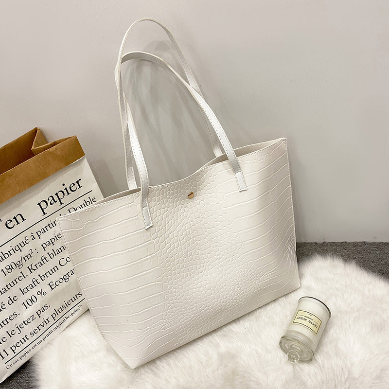 Women's Minority Fashion Crocodile Pattern Simple Commute Large Tote Bags